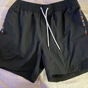 Men's Black Shorts with Multicolor Trim